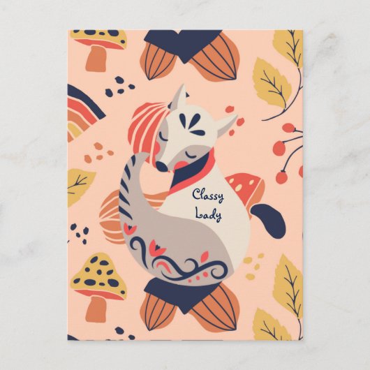 Carte Postale Cadeau pour Enseignante FEMME CLASSE Renard Hygge (Devant)