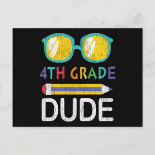 Carte Postale Cadeau pour garçon élève de 4e rentrée scolaire