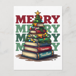 Carte Postale Cadeau pour l'enseignant Livres de Noël pour l'e