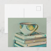 Carte Postale Cadeau pour les amateurs de café et de livres (Devant / Derrière)
