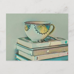 Carte Postale Cadeau pour les amateurs de café et de livres