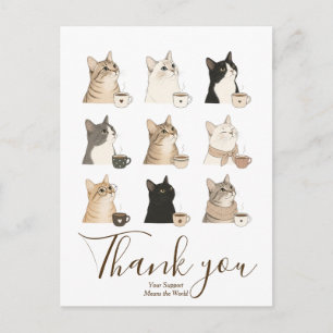 Carte Postale cadeau pour lui amateur de café et de chats