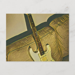 Carte Postale Cadeau pour professeur de musique guitariste bassi