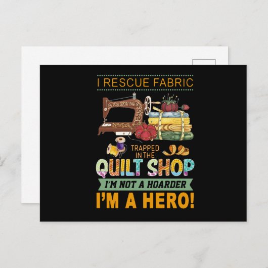 Carte Postale Cadeau Quilting | J'Ai Secouru Un Tissu Trappé La (Devant / Derrière)