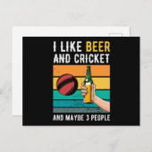 Carte Postale Cadeau Rétro Cricket Et Bière (Devant / Derrière)