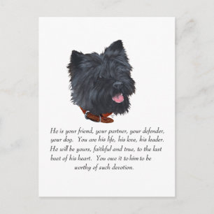 Carte Postale Cadeau Terrier Black Cairn - Mâle