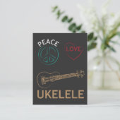 Carte Postale Cadeau Ukulele - Peace Love Ukelele Uke Love (Debout devant)