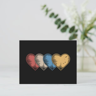 Carte Postale Cadeau vintage de la Saint-Valentin aux cœurs rétr