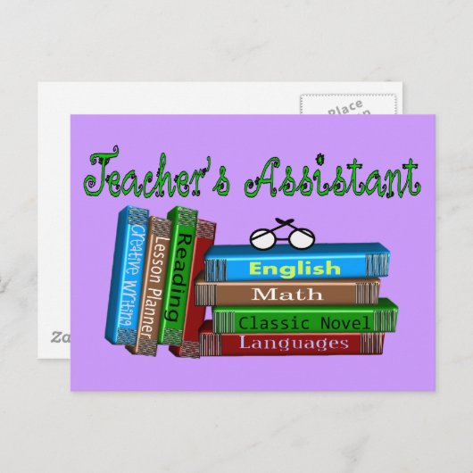 Carte Postale Cadeaux adjoints de l'enseignant "Stack of Books" (Devant / Derrière)