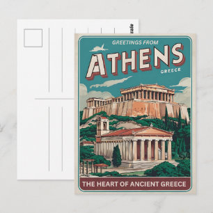 Carte Postale cadeaux Athènes capitale de la Grèce vintage