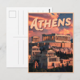 Carte Postale cadeaux Athènes capitale de la Grèce vintage