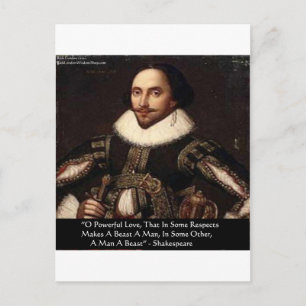 Carte Postale Cadeaux Citation Shakespeare "O Amour Puissant" T-