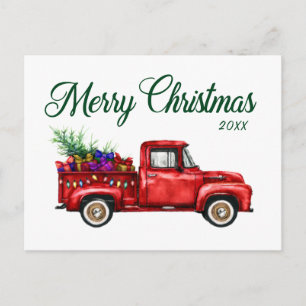 Carte Postale Cadeaux classiques de Camion Rouge Joyeux Noël Ann
