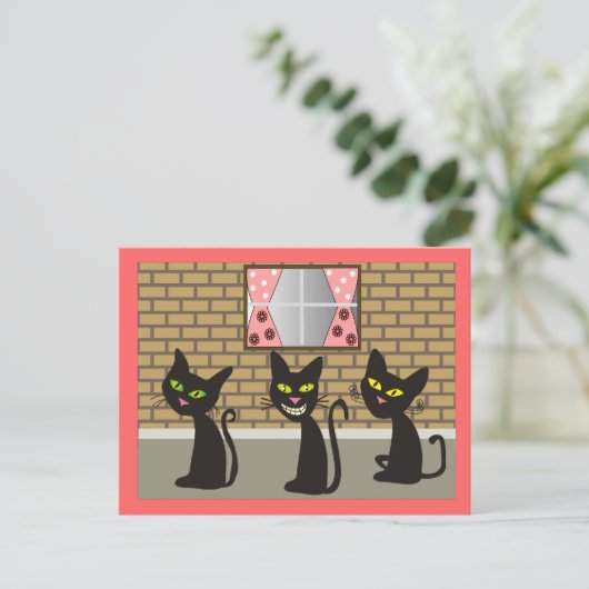 Carte Postale Cadeaux d'Art Chat Noir "We Three Amigos" (Debout devant)