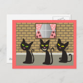 Carte Postale Cadeaux d'Art Chat Noir "We Three Amigos" (Devant / Derrière)