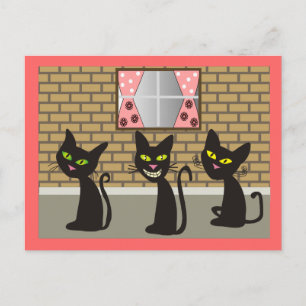 Carte Postale Cadeaux d'Art Chat Noir "We Three Amigos"