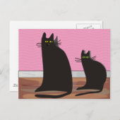 Carte Postale Cadeaux d'art de chat noir (Devant / Derrière)