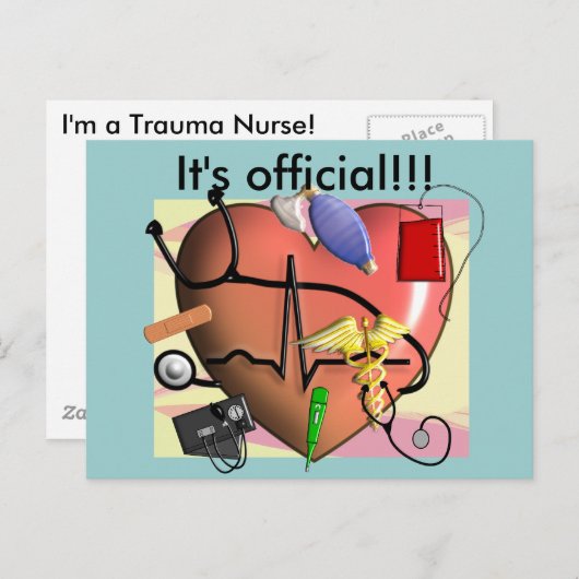 Carte Postale Cadeaux d'art de l'infirmière de trauma (Devant / Derrière)