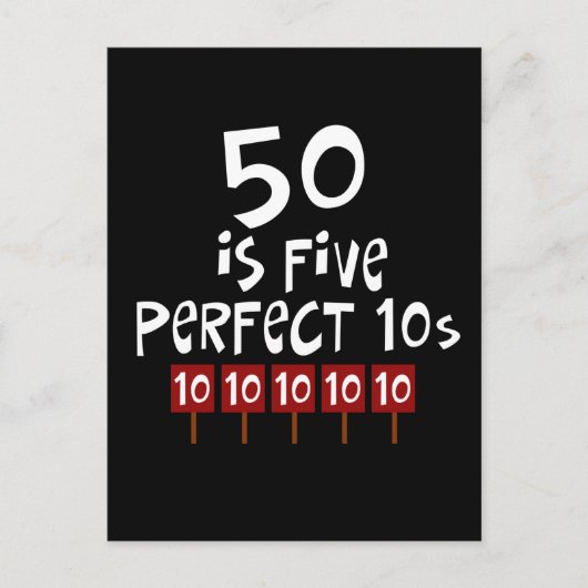 Carte Postale Cadeaux de 50e anniversaire, 50 est 5 10s parfaits (Devant)
