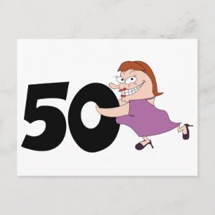 Carte Postale Cadeaux de 50e anniversaire - Drôle dessin animé a