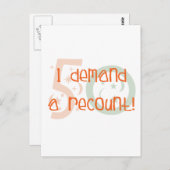 Carte Postale Cadeaux de 50e anniversaire, je demande un recompt (Devant / Derrière)