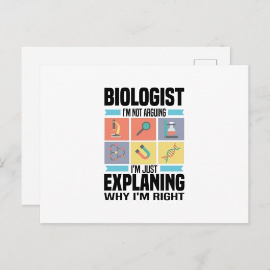 Carte Postale Cadeaux de biologie | Biologistes Enseignant Scien (Devant / Derrière)
