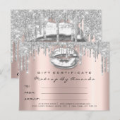 Carte Postale Cadeaux de certificat Kiss LIps Maquillage gris (Devant / Derrière)