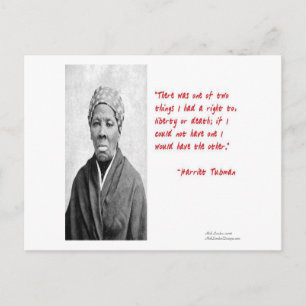Carte Postale Cadeaux de citation de Harriet Tubman "Liberté ou