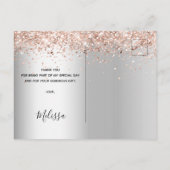 Carte Postale Cadeaux de douche de mariée rose argenté paillette (Dos)