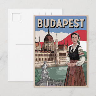 Carte Postale Cadeaux de femme locale vintage Budapest Hongrie
