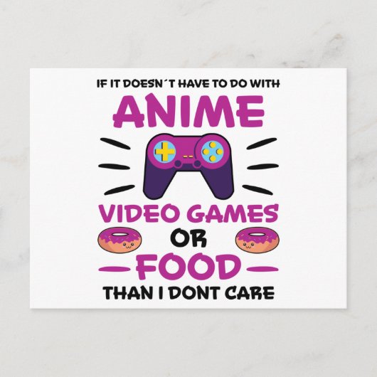 Carte Postale Cadeaux de jeux vidéo de nourriture animée Manga J (Devant)