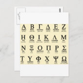 Carte Postale cadeaux de l'alphabet grec (Devant / Derrière)
