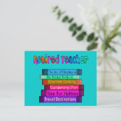 Carte Postale Cadeaux de l'enseignant à la retraite Stack de liv (Debout devant)