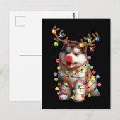Carte Postale Cadeaux de Noël de chien de Malamute d'Alaska mign (Devant / Derrière)