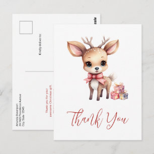 Carte Postale Cadeaux de Noël de jolis rennes Merci