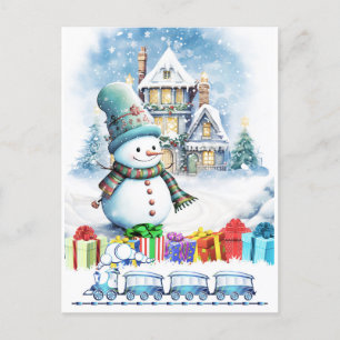 CARTE POSTALE CADEAUX DE NOËL ET TRAIN DE JOUETS