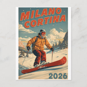 Carte Postale Cadeaux de station de ski vintage Milano Cortina 2