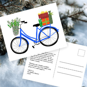 Carte Postale Cadeaux de vacances de vélo de Noël adorables PERS