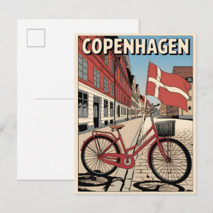 Carte Postale Cadeaux de vélo vintage Copenhague Danemark
