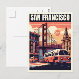 Carte Postale Cadeaux de vieux bus vintage sur route à San Franc