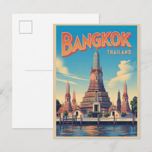 Carte Postale cadeaux de voyage de Bangkok ville vintage Wat Aru