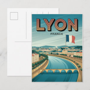 Carte Postale Cadeaux de voyage vintage LYON ville française Rhô