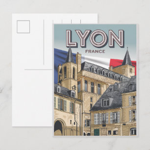 Carte Postale Cadeaux de voyage vintage LYON ville française Rhô