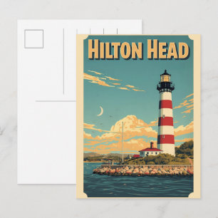 Carte Postale Cadeaux de voyage vintage phare de l'île de Hilton