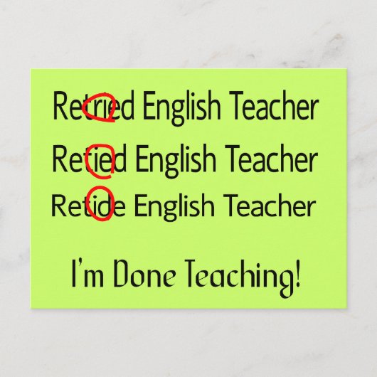 Carte Postale Cadeaux d'enseignant anglais à la retraite (Devant)