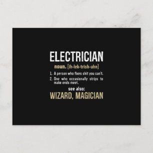 Carte Postale Cadeaux drôles de définition de nom d'électricien