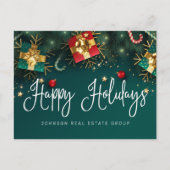 Carte Postale Cadeaux et ornements de Noël Joyeuses Fêtes (Devant)