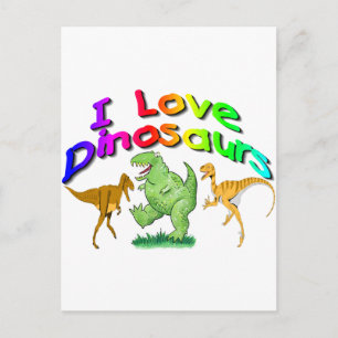 Carte Postale Cadeaux "J'aime les dinosaures" pour enfants