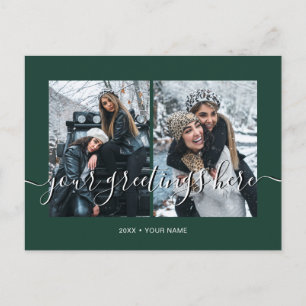 Carte Postale Cadeaux Personnalisés Vert 2 photos Universels