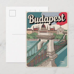 Carte Postale cadeaux pont Élisabeth vintage Budapest Hongrie